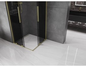 Mexen Velar Duo, zuhanykabin tolóajtóval 90 x 90 cm, 8mm szürke üveg, arany matt, 871-090-090-42-55