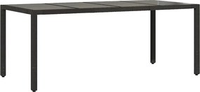 vidaXL fekete polyrattan üveglapos kerti asztal 190 x 90 x 75 cm