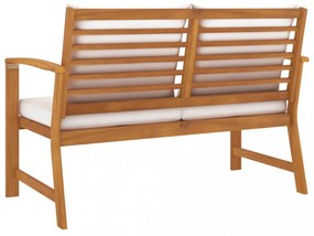 tömör akácfa kerti pad krémszínű párnával 120 cm