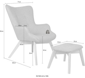 Szürke fotel lábtartóval Niko – Ropez
