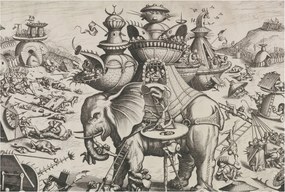 Fotótapéta Flizelin Dekoratív Hálószoba Groteszk csata 104x70