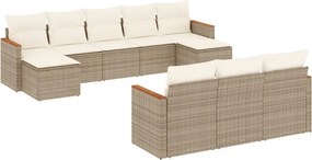 vidaXL 10 részes bézs polyrattan kerti ülőgarnitúra párnával