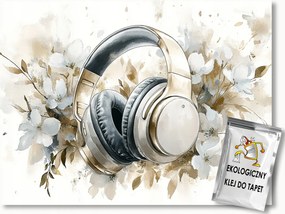 Fotótapéta Flizelina Zene Fejhallgató Virágok Glamour Boho 250x175 ragasztó