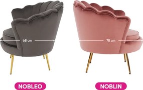 Fotel Art-deco stílusban, rózsaszín Velvet anyag/gold króm-arany, NOBLIN