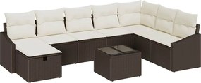 vidaXL Kerti Kanapé Szett párnával tárolóval 9 pcs polirattan