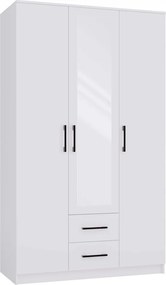 Romana Gardróbszekrény 120 Tükör 2 Ajtó 2 Fiók Fehér 120 CM Hálószoba Szoba