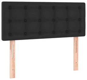 fekete műbőr rugós ágy matraccal és LED-del 100x200 cm