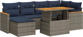 vidaXL 7 részes szürke polyrattan kerti ülőgarnitúra párnákkal