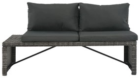 3-részes szürke polyrattan kerti bútorszett párnákkal