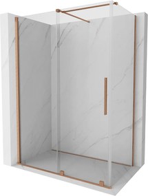 Mexen Velar, tolóajtós zuhanykabin 130 (ajtó) x 75 (fal) cm, 8mm átlátszó üveg, rézmatt, 871-130-075-01-65