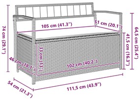 barna polyrattan kerti tárolópad párnával