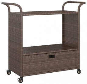 barna polyrattan bárkocsi fiókkal 100 x 45 x 97 cm