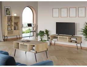 Natúr színű dohányzóasztal tölgyfa dekorral 60x100 cm Evan – Marckeric