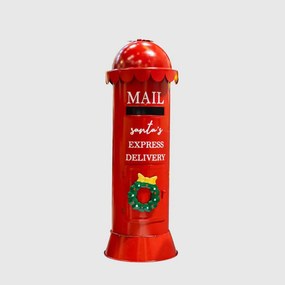 Karácsonyi piros fém postaláda