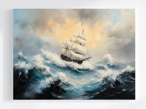 Vászonkép Canvas Hajó Tenger Vihar Hullámok Vitorlás Óceán 100x75