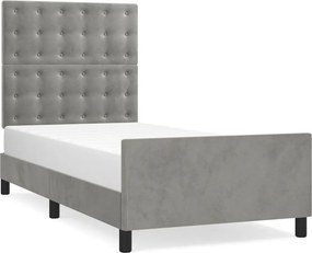 vidaXL világosszürke bársony ágykeret matrac nélkül 100x200 cm