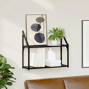 Falpolc polcokkal tárolóval Musta tammi 60 x 21 x 51 cm Faanyag