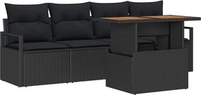 vidaXL Kerti Kanapé Szett párnával 5 pcs Fekete