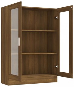barna tölgyszínű szerelt fa vitrinszekrény 82,5x30,5x115 cm