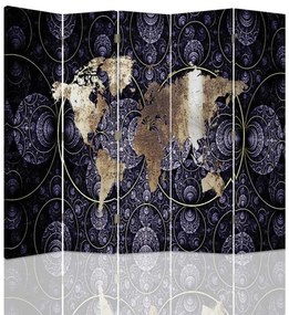 Gario Paraván Elegáns világtérkép Méret: 180 x 170 cm, Kivitelezés: Forgó paraván 360°