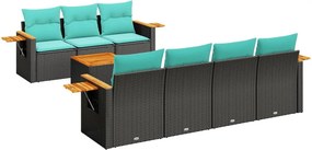 vidaXL 8 részes fekete polyrattan kerti ülőgarnitúra párnával
