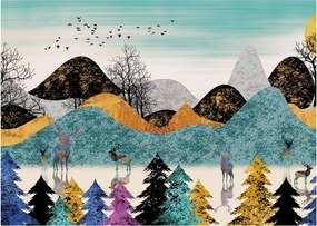 Grafikus kép szarvas (üvegen) (70x50 cm)