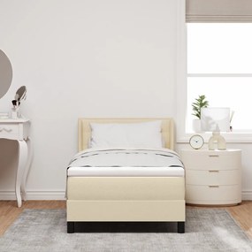 Box Spring Ágy Káprázatos Krém Színben, 90x200 cm, Szövet.