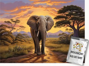 Fotótapéta Flizelina Afrika Szavanna Elefánt Séta Naplemente 150x105 ragasztó