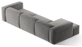 Világosszürke kordbársony sarokkanapé (bal oldali-heverő résszel) Bergano – Cosmopolitan Design