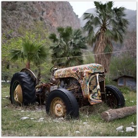 Poszterek 30x30 Régi traktor a mezőn