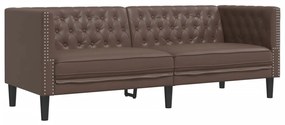 vidaXL 2 részes barna műbőr Chesterfield kanapégarnitúra