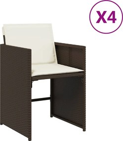 vidaXL 4 db barna polyrattan kerti szék párnával
