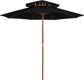 vidaXL fekete kétszintes napernyő farúddal 270 cm