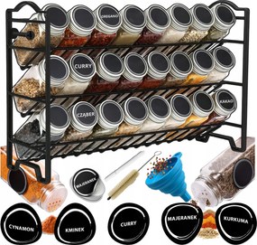 Fűszertartó Állvány Tartályok 24DB Befőttes üvegek Fűszertartó és Matricák