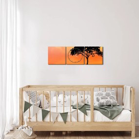 Kép egy fáról naplementekor (órával) (90x30 cm)