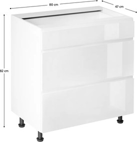 Alsószekrény, fehér/fehér extra magasfényű HG, AURORA D80S3