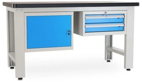 Műhelyasztal Solid MDF-12, 150 cm, 2x függő doboz, fekete