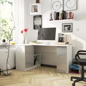 Sarok PC asztal Bienvenida (fehér + fényes fém)(B). 1117057