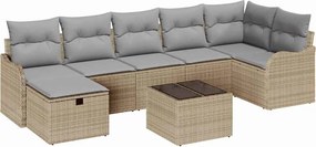 vidaXL Kanapé Szett párnával Beige és Világosszürke polirattan