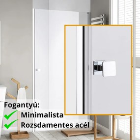 Stuxi Bari 70/80/90/100 cm széles egyszárnyú nyíló zuhanyajtó, 6 mm vízlepergető üveggel, króm profillal, 195 cm magas