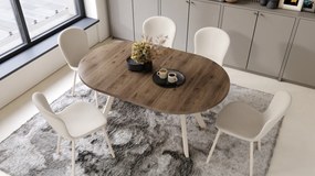 Mazzoni ALDO Elegáns Dió/bézs lábak - BŐVÍTHETŐ KEREK ASZTAL Y ALAKÚ LÁBAKKAL LOFT/IPARI STÍLUSÚ NAPPALIBA/ÉTKEZŐBE