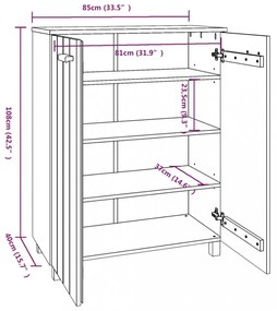 HAMAR sötétszürke tömör fenyőfa cipőszekrény 85 x 40 x 108 cm