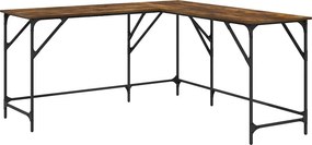 vidaXL füstös tölgy színű szerelt fa íróasztal 149x149x75 cm
