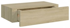 tölgyszínű MDF falra szerelhető fiókos polc 40 x 23,5 x 10 cm
