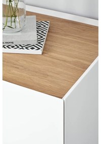 Fehér alacsony komód tölgyfa dekorral 110x85 cm Arista – Teulat