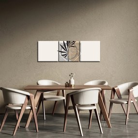 Kép - Absztrakció trópusi levelekkel N⁰1 (órával) (90x30 cm)
