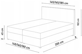 LEMON boxspring kárpitozott ágy, 180x200, itaka 14/kék