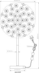 Globo 64135T Asztali lámpa, fém arany színű, átlátszó K9 kristályok, kábel PVC átlátszó, billenőkapcsoló a kábelen, ø: 350mm, M: 650mm, kábel hossza 1500mm, izzókkal/10676/: 8x G9 LED 3.5W 230V, 350lm forrás, 350lm kimenet, 3000K