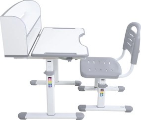Növekvő íróasztal és szék, szürke/fehér, set ZION