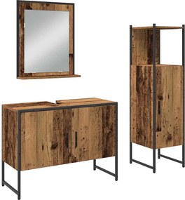 vidaXL Fürdőszoba bútor szett polcokkal tárolóval 3 pcs Barna Faanyag